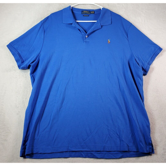 Polo Ralph Lauren Polo Shirt Men 2XL Blue 100% Cotton Short Sleeve Logo Collared - Picture 1 of 10